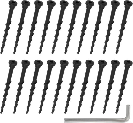20 stuks aardschroeven, fundament voor robotmaaier, laadstation met inbussleutel, lengte 14 cm, fundament voor alle robotmaaiers, haringen, universeel voor gazon, zwart