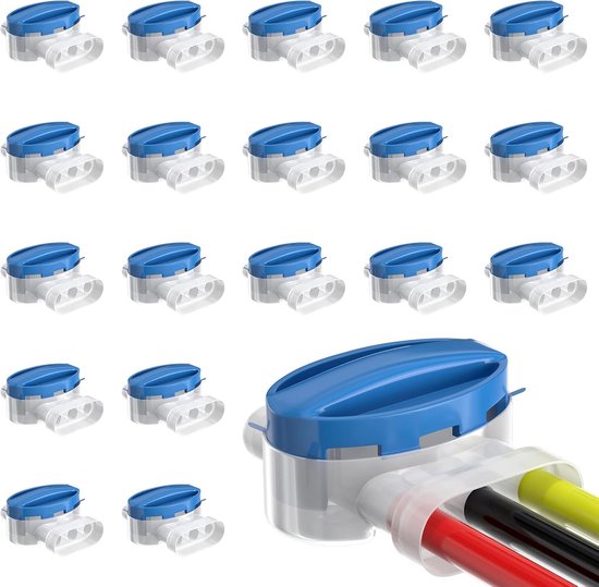 20 stuks kabelverbinders voor robotmaaier, aansluitklemmen met gel voor waterdichte verlenging, begrenzingskabel, kabelklemmen, connectoren compatibel, voor robotmaaier, tuin, outdoor, blauw