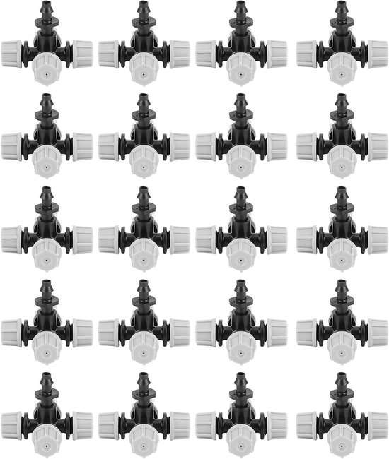 20 Stuks Micro Misting Nozzles voor Tuinirrigatie - Verneveling Sprinklers met Barbed Connector en Irrigatie Accessoires