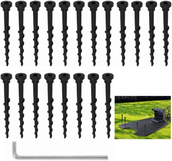 20 stuks stabiele aardschroeven, aardschroeven, robotmaaier, set, met 1 moersleutel, voor veilige bevestiging van het laadstation, 14 cm lengte, met Husqvarna Automower 105 305 308 lengte