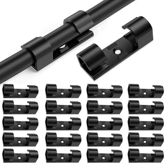 20 Stuks Zelfklevende Kabelclips voor Kabelbeheer - Plastic Organiser voor Elektrische Kabels en Opruimen van Snoeren