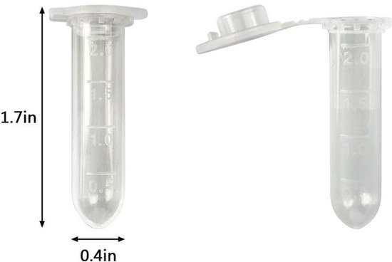 200 Stuks 2ml Centrifugebuisjes Polypropyleen Gradueel Micro Reageerbuisjes met Snapdop van Merkloos