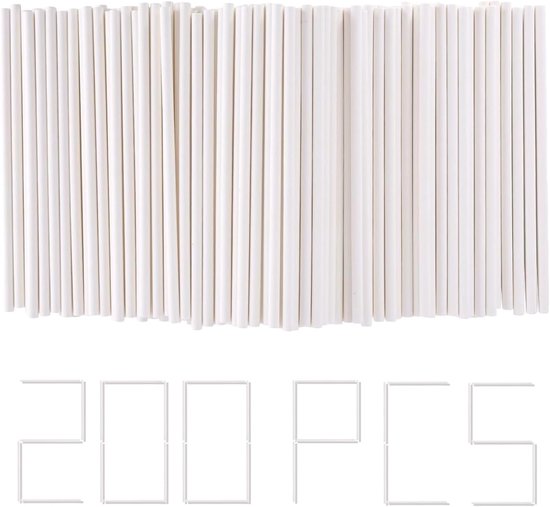 200 stuks witte cake popsticks, 10 cm voedselveilige lollystokjes voor cake pops snoep floss cupcake decoraties bakken & doe-het-zelf desserts