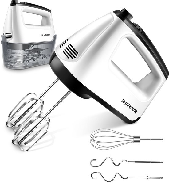 200W Handheld Mixer – 6 Snelheden – 5 RVS Accessoires voor Bakken en Mixen – Egg Beater, Whisk en Deeghaak - NEXSER