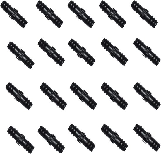 20x15mm 1/2" Plastic Barbed Straight Slangverbinder voor Irrigatie en Tuinieren - Zwart Kunststof van Merkloos