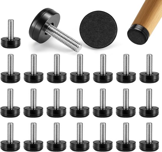 24 stuks M6 viltglijders, 20 mm, stoelglijders, meubelpoten met