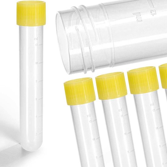 25 Stuks Centrifugebuizen 14 ml met Schroefdop - Autoclaveerbaar en Lekdicht van Merkloos