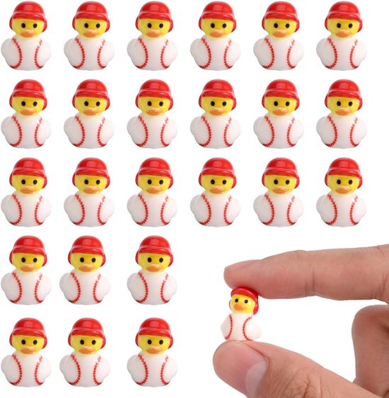 25 Stuks Houten Enamel Baseball Eendjes, Miniatuur Sportdecoratie voor Feestjes en Tuinaccessoires van Merkloos