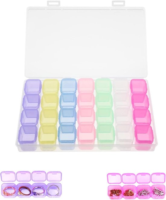 28-vaks Sorteerdoos Voor Diamantborduurwerk - Verstelbare Kunststof Opbergdoos van Craft Buddy