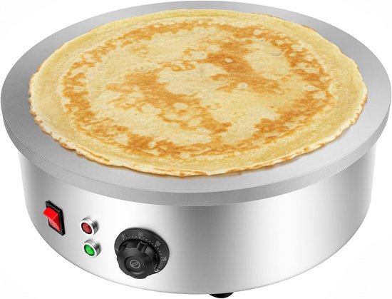 2800 W professionele crêpemachine voor crêpe en pannenkoekenmaker, crêpemachine, crêpeplaat, crêpeijzer voor zoete pannenkoeken en hartige galettes, 150-280 graden Celsius, roestvrij staal