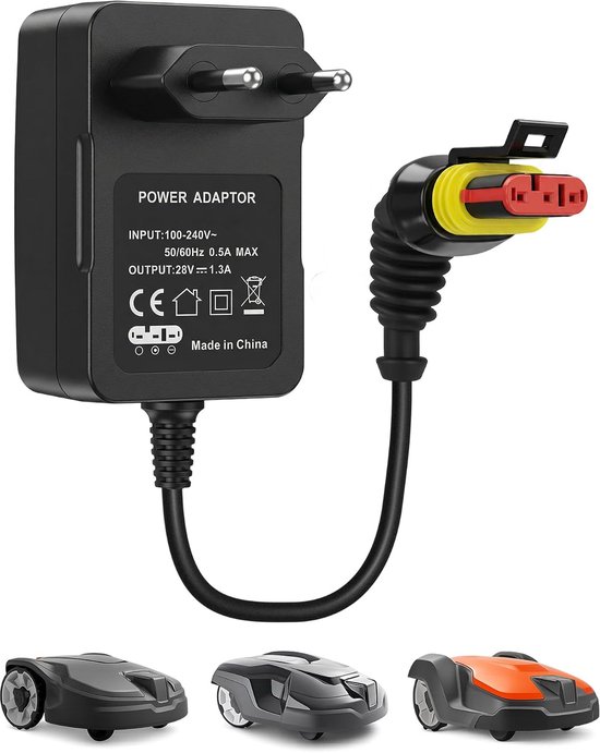 28V 1.3A voedingsadapter lader compatibel met Husqvarna Automower 105, 305, 310, 315, 315X, 405X, 415X, 310 Mark II, 315 Mark II, Gardena R50Li, R70Li, R80Li, Sileno City, Life, Minimo