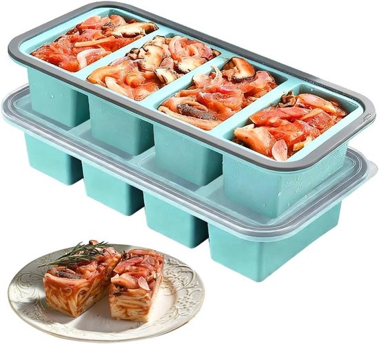 2pcs 250ml Silicone Vriesvormen met Deksel, Grote IJsblokjes Tray, Stapelbare Siliconen Container voor Soep, Bouillon, Saus en IJsblokjes