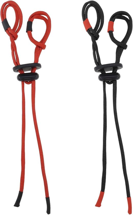 2PCS Archery Finger Sling Adjustable Recurve Bow Fingersling Archery Bow Rope for Recurve Bow Replacement Accessories Red & Black