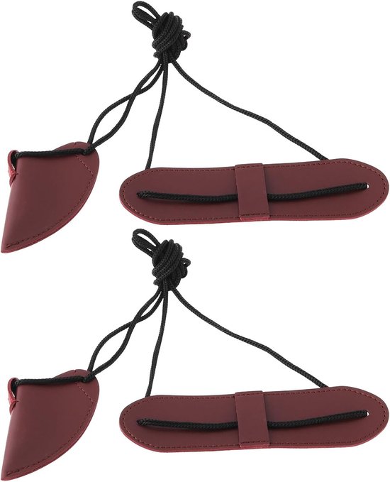 2pcs Leather Bow Stringer Bowstring Stringer Tool for Longbows Recurve Bow, Brown