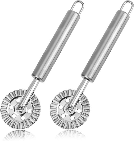 2Pcs Ravioli Cutter Wheel - Rvs Deegsnijder - Pasta Crimping Wheel - Bakgereedschap Voor Thuis Keuken van Merkloos