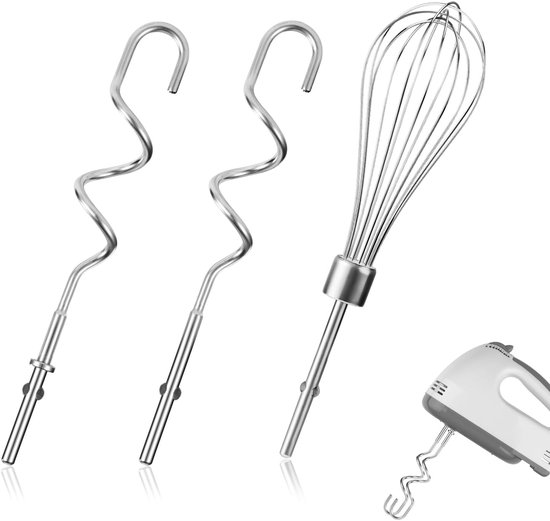 2st Handmixer Deeghaken voor Kitchenaid, Roestvrijstalen Deeghaak Kloppers Vervanging met 1st Draadstaaf Handmixer Garde-Opzetstukken voor Kitchenaid KHM 5KSM KSM KSMO KSMH