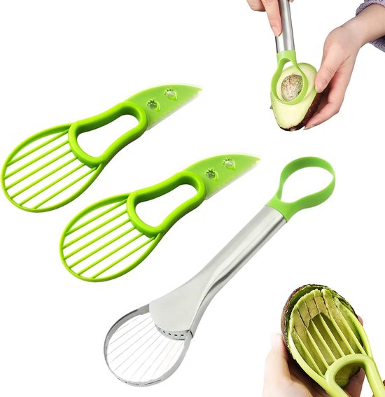 3-delige Avocado Snijset voor Snijden, Ontpitten en Schillen van Verse Avocado's in de Keuken, Ideaal voor Smoothies en Salades
