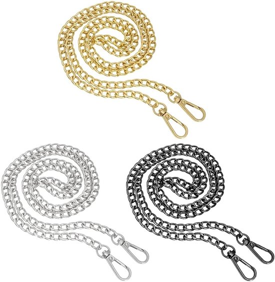 3-delige Handtas Ketting, Vervangbare Schouderriem van Metaal, 120 cm DIY Sling Strap voor Handtassen en Tassen van Merkloos