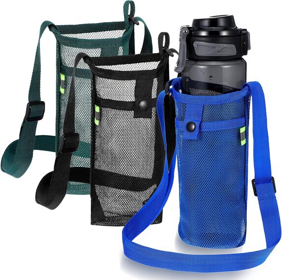 3-delige Mesh Waterfleshouders met Verstelbare Schouderband, Ideaal voor Kamperen en Wandelen, Draagbare Fleszak voor Buitenactiviteiten van Merkloos