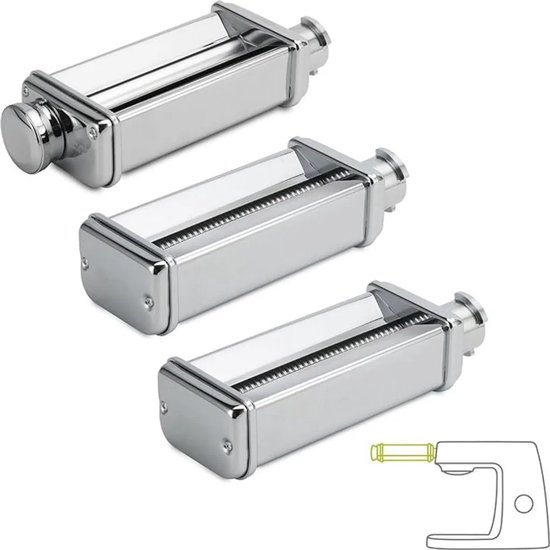 3-delige Van toepassing op Kenwood MAX980ME pasta-set, lasagne-roller, fettuccine- en spaghetti-snijdoppen, met oude universele stekker voor de meeste modellen van Merkloos