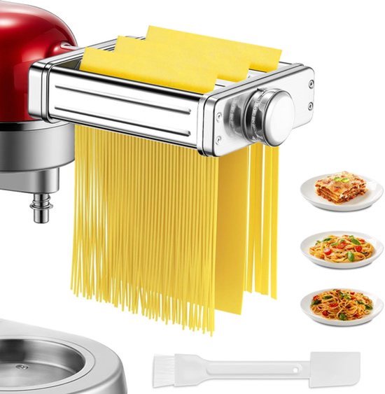 3-in-1 accessoires voor Planetaria, ontbladermachine van roestvrij staal met lasagne, fettuccine en tagliolini, 8 instellingen