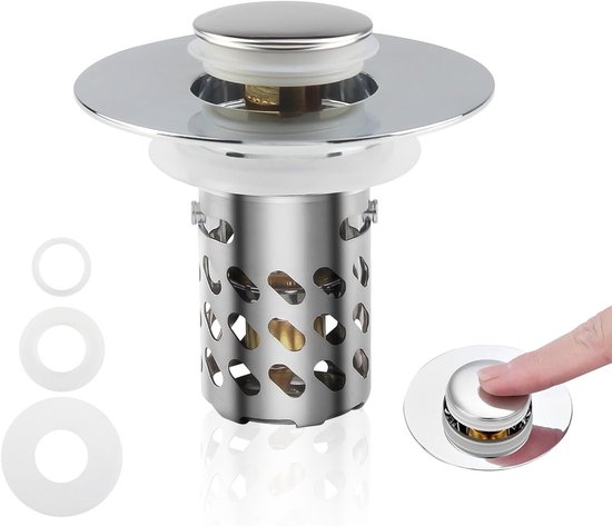 3-in-1 Afneembare RVS Stopper voor Keukenspoelbak en Badkuip, Universele Klikplug voor Wasbak, 25-46mm, Gemakkelijk te Installeren
