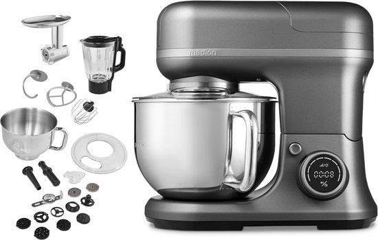 3 in 1 digitale keukenmachine met accessoires - 1200W, 8 snelheden, digitaal aanraakscherm van Klarstein