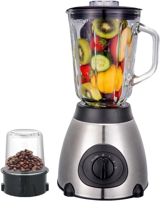 3-in-1 Foodprocessor, Blender en Smoothie Maker - 850W - 1.5L - Multifunctioneel - Krachtige Mixer - Soepen - Keukenblender voor Smoothies & Shakes - Zwart van Merkloos
