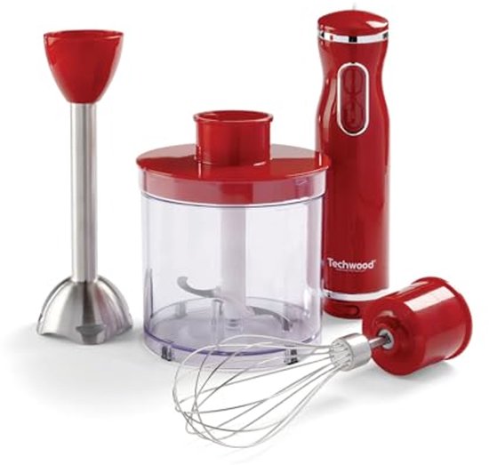 3-in-1 hand blender 600 W – veelzijdig keukengereedschap in het rood van Emerio