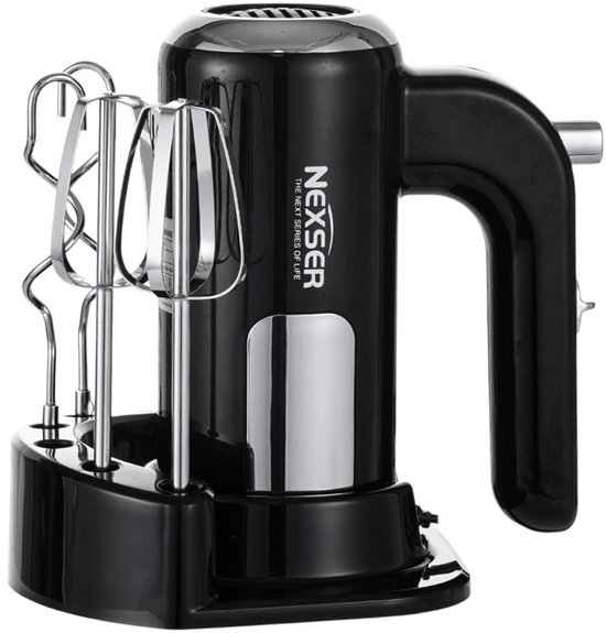 3-in-1 Hand Mixer - 200W – 5 Snelheden – RVS Behuizing – Inclusief Basis – Turbofunctie voor Bakken en Mixen van Nexser