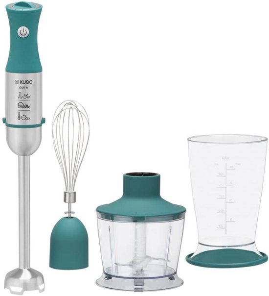 3-in-1 handmixer met 1000 W, snelheidsregelaar, en hakmolen voor eenvoudig koken