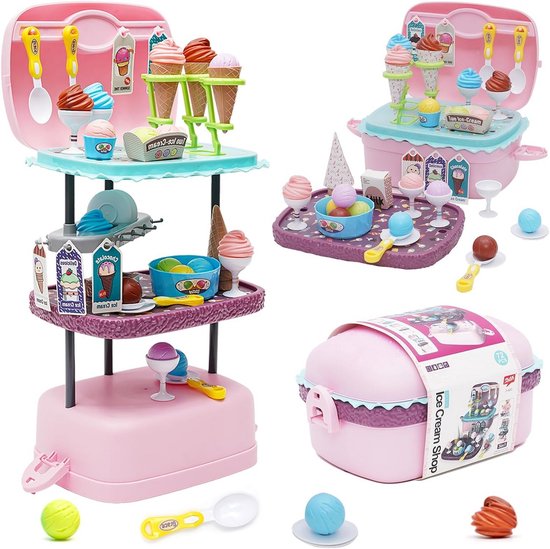 3-in-1 ijsje verkoop speelgoed set met 72 stukken en ijsmachine van Play-Doh