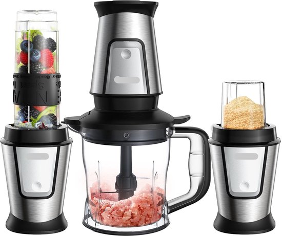 3-in-1 Multifunctionele Foodprocessor - Blender - Nutribullet - Smoothie Maker - Hakmolen - Droogmolen - 700W