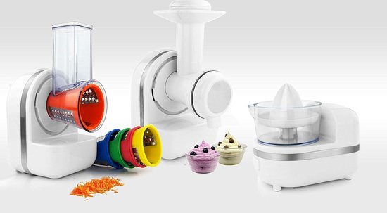3-in-1 multifunctionele groentesnijder - citruspers - ijsmachine met 5 messen van Merkloos