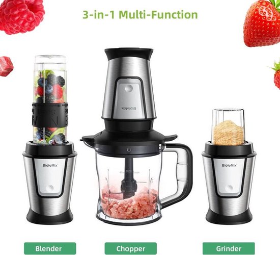 3-In-1 Multifunctionele Keukenmachine - 700W - Draagbare Juicer - Blender - Smoothie Mixer - Droge Molen van Merkloos