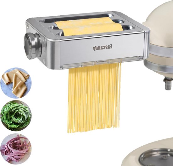 3-in-1 Pasta Maker Attachment for KitchenAid Standing Mixer - Stainless Steel Pasta Roller Attachment for KitchenAid 8 Speed Adjustable van Nevkuysn