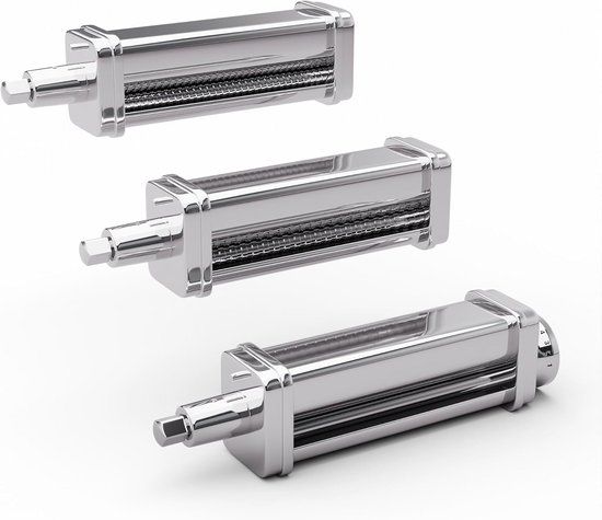 3-in-1 Pastamachine Accessoire Set - Roestvrij Staal - 8 Diktestanden - Geschikt voor Keukenmachine van Merkloos