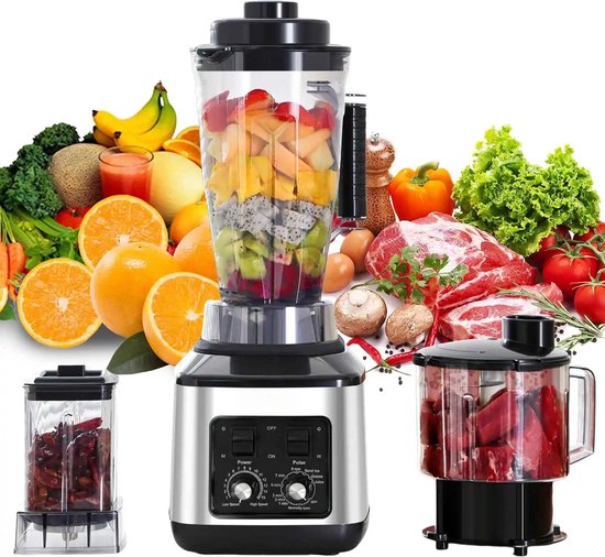 3 in 1 Power Blender - Juice Mixer - Keukenblender - Smoothie Maker - 9500W - 3L+1.5L+0.5L van Fritel