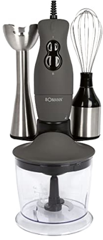 3-in-1 Staafmixer met Multihakmolen en Garde - 400 W - 0,7 l Mengbeker - Grijs/Roestvrijstaal van KitchenBrothers