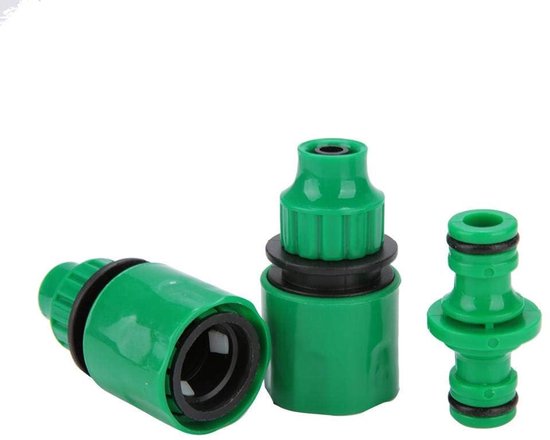 3 Pack 3/8 Inch Garden Tap Connector, Quick Coupling for Plastic Garden Hoses, Hose Connection Set (2 Quick Connectors, 1 Double Plug) for Garden Irrigation, Car Washing van Merkloos