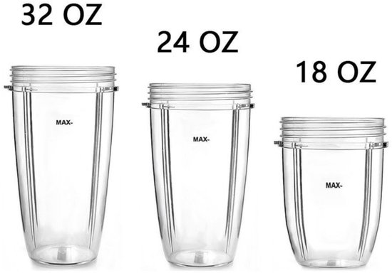 3-pack Geschikt voor 600W en 900W NutriBullet blenders - NB32OZ beker + NB24OZ beker + NB18OZ beker van Merkloos