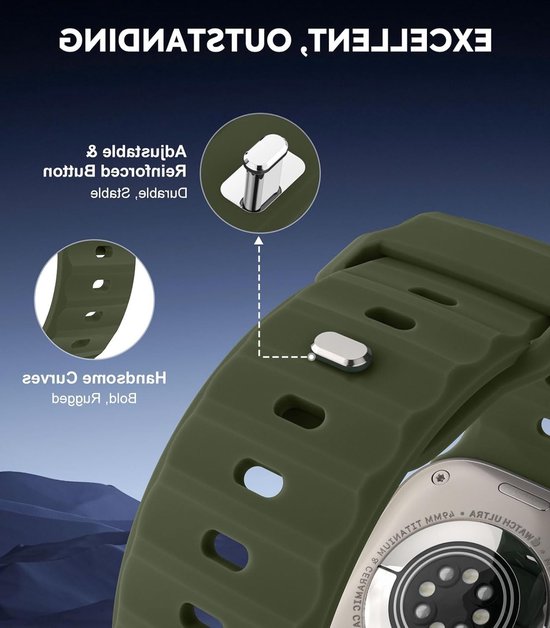 3-Pack Ocean Band Geschikt voor Apple Watch Ultra 2 en Series 1-10, Siliconen Vervangband voor Mannen en Vrouwen, Comfortabele Horlogeband voor Sport en Dagelijks Gebruik
