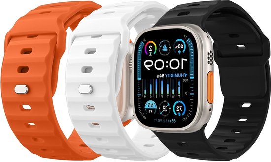 3-Pack Ocean Band voor Apple Watch Ultra 2 en Series 1-9 - Silicone Vervangband voor Mannen en Vrouwen, Comfortabele Polsband, Duurzaam en Stijlvol van Merkloos