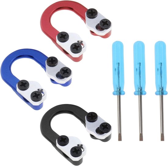 3 Set Archery D Loop Compound Bow Metal U Nock D Ring Buckle Release Nocking Loop with Screwdrivers for Shooting Installation Accessories Red Blue Black