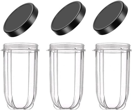 3 stuks 16 oz vervangende bekers met deksel voor blender en juicer, geschikt voor diverse mixers en keukenapparatuur