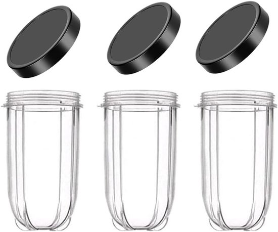 3 Stuks 16OZ Vervangende Bekers met Deksel voor Blender en Juicer, Geschikt voor Diverse Mixers en Keukenapparatuur van Merkloos