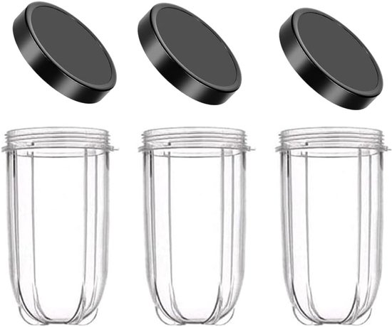 3 Stuks 16OZ Vervangende Bekers met Deksel voor Blender en Juicer, Geschikt voor Diverse Mixers