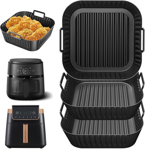 3 stuks 4,7L-6,2L Airfryer siliconenvorm accessoires voor Philips Essentia XL Airfryer 6,2L HD9270/2000 Series NA230, COSORI Turboblaze CAF-DC601, Ninja 6,2L heteluchtfriteuse AF180EUCP AF140EU inzet