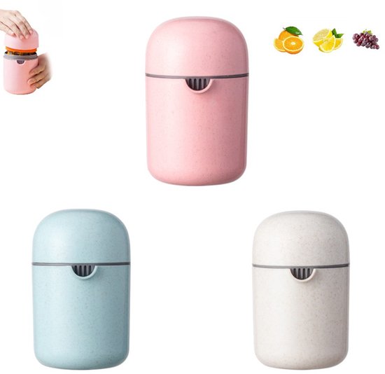 3 stuks - Handmatige sapcentrifuge - Rood - Blauw - Wit - Citroenpers - Handmatige citruspers - Kleine citruspers - Limoenpers - Handmatige sapcentrifuge geschikt voor diverse soorten fruit - sinaasappels, citroenen van Merkloos