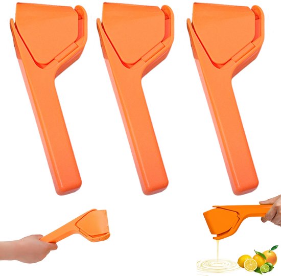 3 stuks - Limoenpers - Handmatige limoenpers - Draagbare handmatige sapcentrifuge - Citroenpers - Handmatige citruspers - 17 cm x 7 cm - Sinaasappel - Kan citroenen, sinaasappels en andere vruchten persen